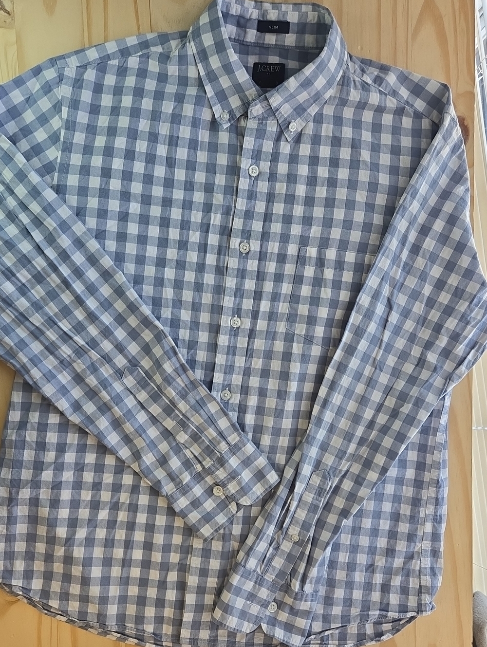 J. Crew Light Blue and White Gingham Button-Down Shirt